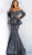 Jovani - 62380 Lace Embroidered Off-Shoulder Mermaid Dress In Gray