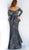 Jovani - 62380 Lace Embroidered Off-Shoulder Mermaid Dress In Gray