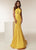 Jasz Couture - 6238 Crisscrossed Bodice High Neck Mermaid Gown In Yellow