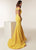 Jasz Couture - 6238 Crisscrossed Bodice High Neck Mermaid Gown In Yellow