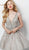 Jovani - 62396 Beaded Embroidered Sleeveless V Neckline Cocktail Dress in SIlver