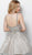 Jovani - 62396 Beaded Embroidered Sleeveless V Neckline Cocktail Dress in SIlver