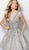 Jovani - 62396 Beaded Embroidered Sleeveless V Neckline Cocktail Dress in SIlver