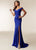 Jasz Couture - 6244 Off-Shoulder Neck Sheath Dress In Blue