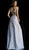 Jovani - 62460 Metallic V-neck A-line Dress In Silver and Gold