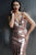 Jovani - Sequined Plunging V-Neck Cocktail Dress 62478 In Pink and Gold