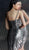 Jovani - 62485 Geometric Beaded Sheath Cocktail Dress in Gray