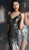 Jovani - 62485 Geometric Beaded Sheath Cocktail Dress in Gray