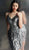 Jovani - 62485 Geometric Beaded Sheath Cocktail Dress in Gray
