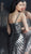 Jovani - 62485 Geometric Beaded Sheath Cocktail Dress in Gray