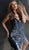 Jovani - 62485 Geometric Beaded Sheath Cocktail Dress in Blue