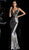 Jovani - Sequined Plunging Trumpet Dress With Train 62487 In Gray
