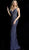 Jovani - 62497 Sleeveless Beaded Plunging V-neck Trumpet Dress in Blue