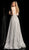 Jovani - 62515 Glitter Embellished Deep V-neck Dress With Overskirt in Silver