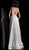 Jovani - 62515 Glitter Embellished Deep V-neck Dress With Overskirt in Silver