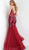 Jovani - 62526 Embellished Plunging V-neck Mermaid Dress in Red