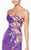 Mon Cheri - Floral Ornate Strapless High Slit Long Gown 116506 in Purple