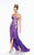 Mon Cheri - Floral Ornate Strapless High Slit Long Gown 116506 in Purple