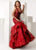 Jasz Couture - 6258 Sequined Plunging Lace Tiered Mermaid Gown In Red
