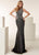 Jasz Couture - 6249 Beaded Deep V-neck Jersey Sheath Dress In Black