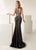 Jasz Couture - 6249 Beaded Deep V-neck Jersey Sheath Dress In Black
