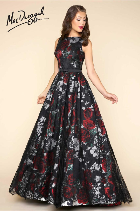 Mac Duggal - Ball Gowns Style 62601H in Black and Floral