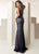 Jasz Couture - 6260 Cap Sleeve Beaded Lace Fitted Gown In Blue