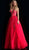 Jovani - 62619 Embellished Deep V-neck Ballgown With Open back in Red