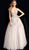 Jovani - 62619 Embellished Deep V-neck Ballgown With Open back in Silver