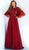 Jovani - 62626 Sheer Beaded Bodice Flared Sleeves Evening Dress In Red