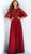 Jovani - 62626 Sheer Beaded Bodice Flared Sleeves Evening Dress In Red