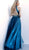 Jovani - 62636 Criss Cross Halter Ruched Embellished Ballgown in Blue