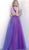 Jovani - 62636 Criss Cross Halter Ruched Embellished Ballgown in Purple