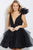 Jovani Floral Plunging V-Neck Cocktail Dress - 1 pc Black In Size 8 Available in Black