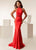Jasz Couture - 6267 Beaded High Halter Neck Sheath Gown In Red