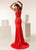 Jasz Couture - 6267 Beaded High Halter Neck Sheath Gown In Red