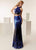 Jasz Couture - 6268 Sequined Two Piece Halter Sheath Dress In Blue
