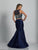 Dave & Johnny - A6270 Beaded Halter Neck Two-Piece Gown in Blue