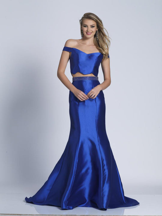 Dave & Johnny - A6271 Two-Piece Off-Shoulder Mermaid Gown in Blue