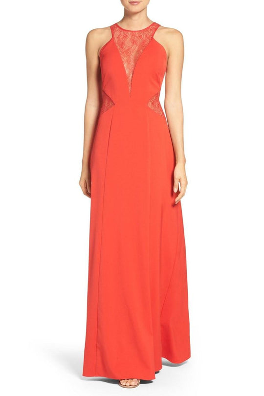 Aidan by Aidan Mattox - Lace Halter Neck Dress 151A13140 in Red