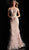 Jovani - 62744 Illusion Paneled Off Shoulder Fringed Gown in Pink