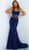 Jovani - 62745 Strapless Floral Glittered Tulle Corset Mermaid Gown In Blue