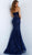 Jovani - 62745 Strapless Floral Glittered Tulle Corset Mermaid Gown In Blue