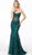 Jovani - 62745 Strapless Floral Glittered Tulle Corset Mermaid Gown In Green