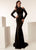 Jasz Couture - 6274 Long Sleeve Beaded High Neck Sheath Dress In Black