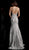 Jovani - 62750 Embroidered Deep V-neck Mermaid Dress With Train in Silver
