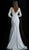 Jovani - 62766 Long Sleeve Ornate Lace Trumpet Gown In Silver