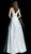Jovani - 62767 Embroidered Deep V-neck Pleated A-line Dress