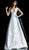 Jovani - 62767 Embroidered Deep V-neck Pleated A-line Dress In Silver