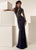 Jasz Couture - 6279 High Neck Sheer Beaded Sheath Gown In Blue
